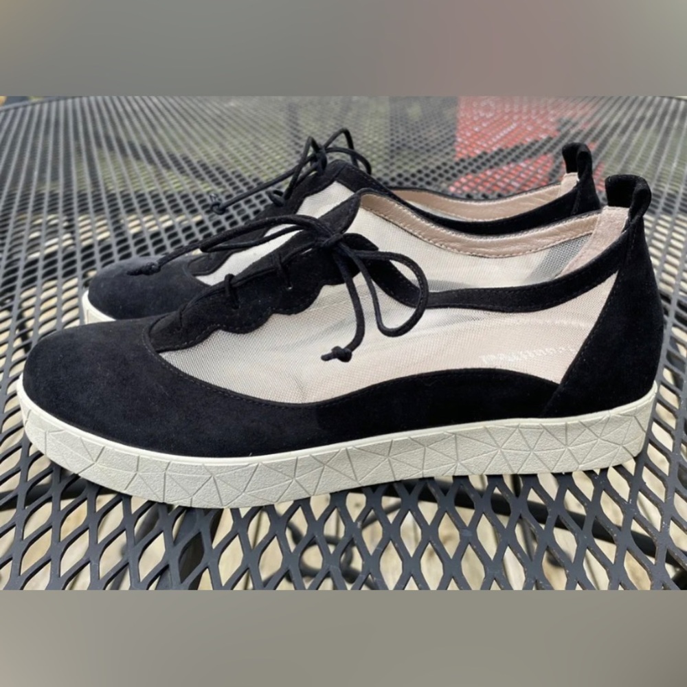 BeautiFeel WOMEN'S ZHURI BLACK SUEDE AND CLEAR MESH COMBO SHOE Sz 5-5.5. 36
